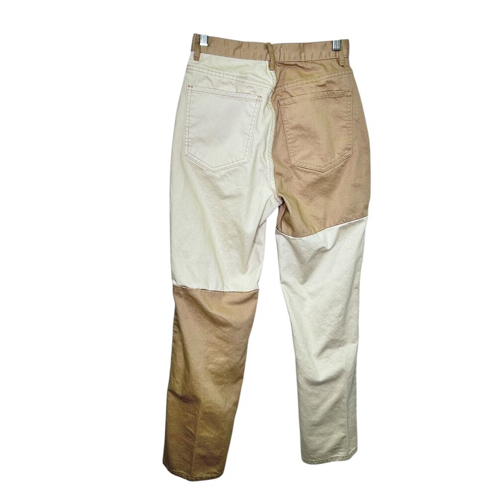 Pacsun Beige Cream Two-Tone Paneled High Waist Button Fly Straight Leg Dad Jean - Picture 6 of 11